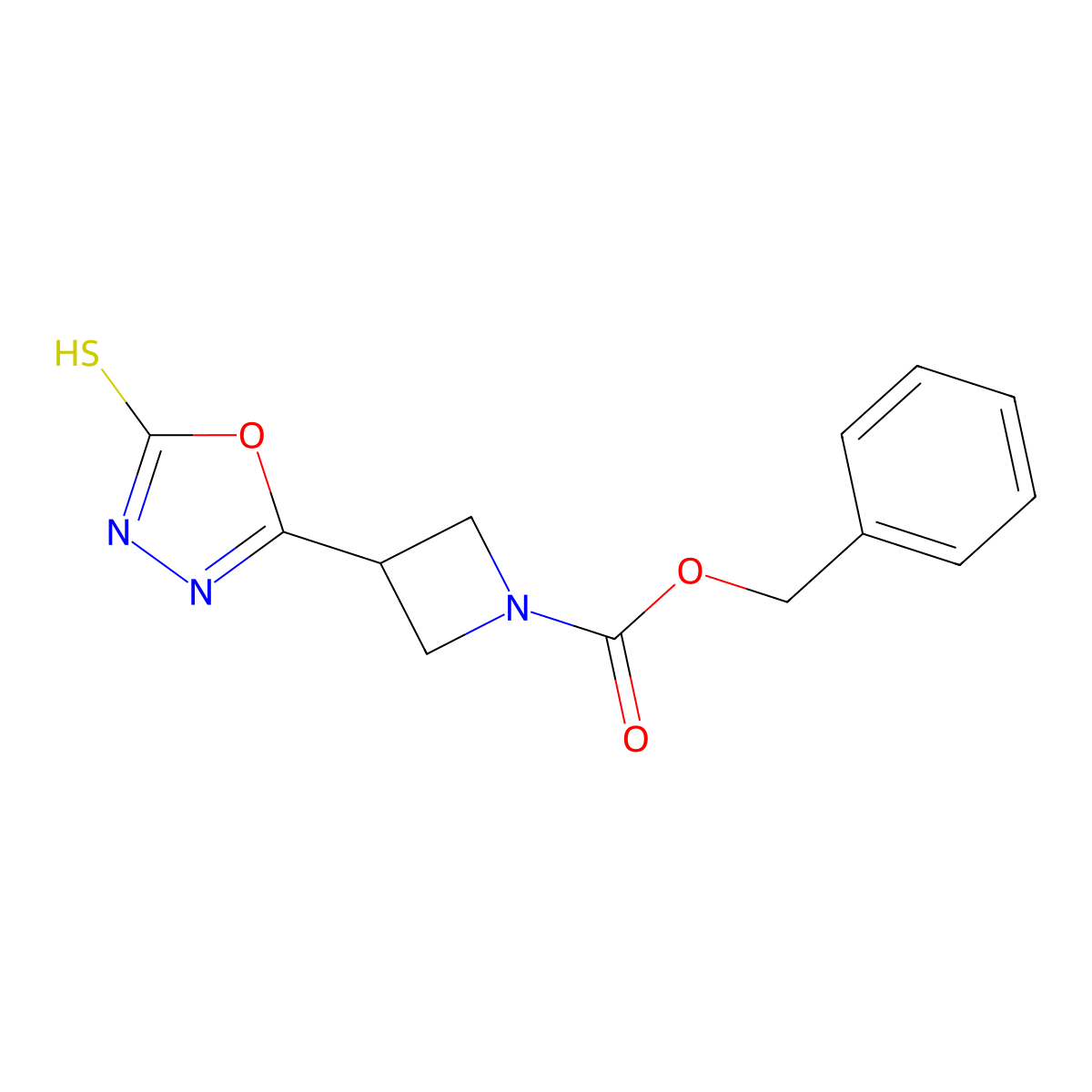 Benzyl 3-(5-sulfanyl-1,3,4-oxadiazol-2-yl)azetidine-1-carboxylate molecular structure, CAS 2680821-81-0