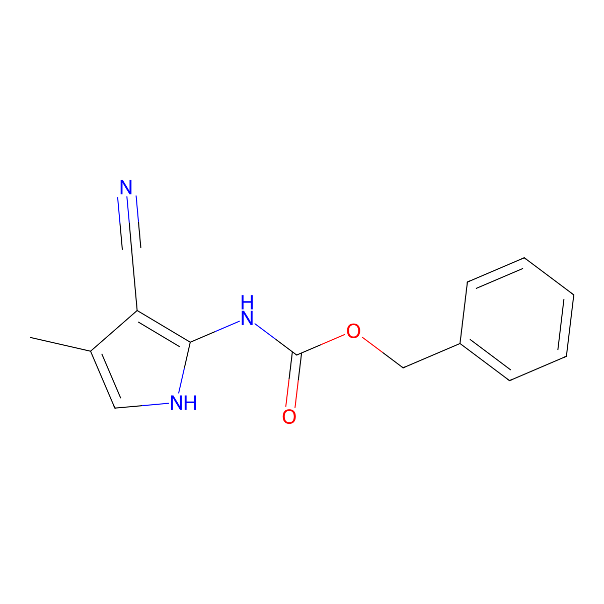 benzyl N-(3-cyano-4-methyl-1H-pyrrol-2-yl)carbamate molecular structure, CAS 2680821-91-2