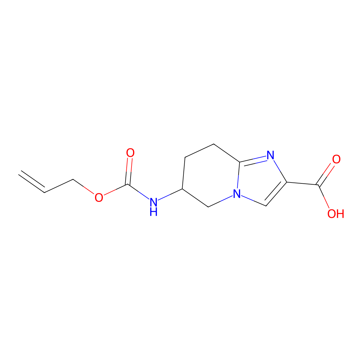 6-{[(prop-2-en-1-yloxy)carbonyl]amino}-5H,6H,7H,8H-imidazo[1,2-a]pyridine-2-carboxylic acid molecular structure, CAS 2680822-07-3