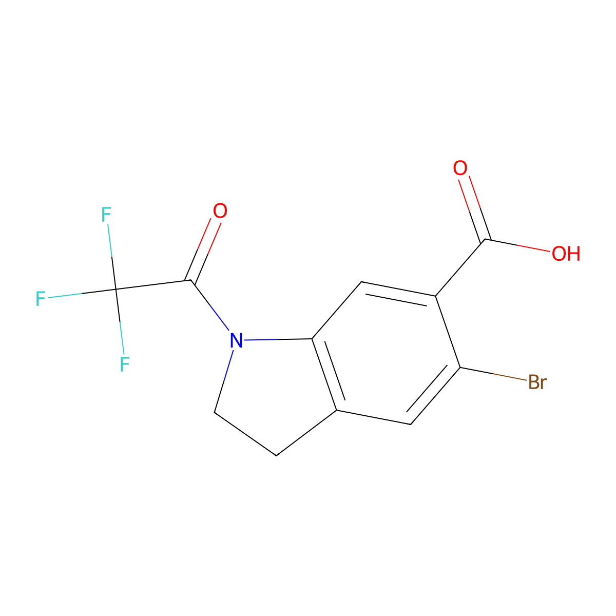 5-bromo-1-(2,2,2-trifluoroacetyl)-2,3-dihydro-1H-indole-6-carboxylic acid molecular structure, CAS 2680822-08-4