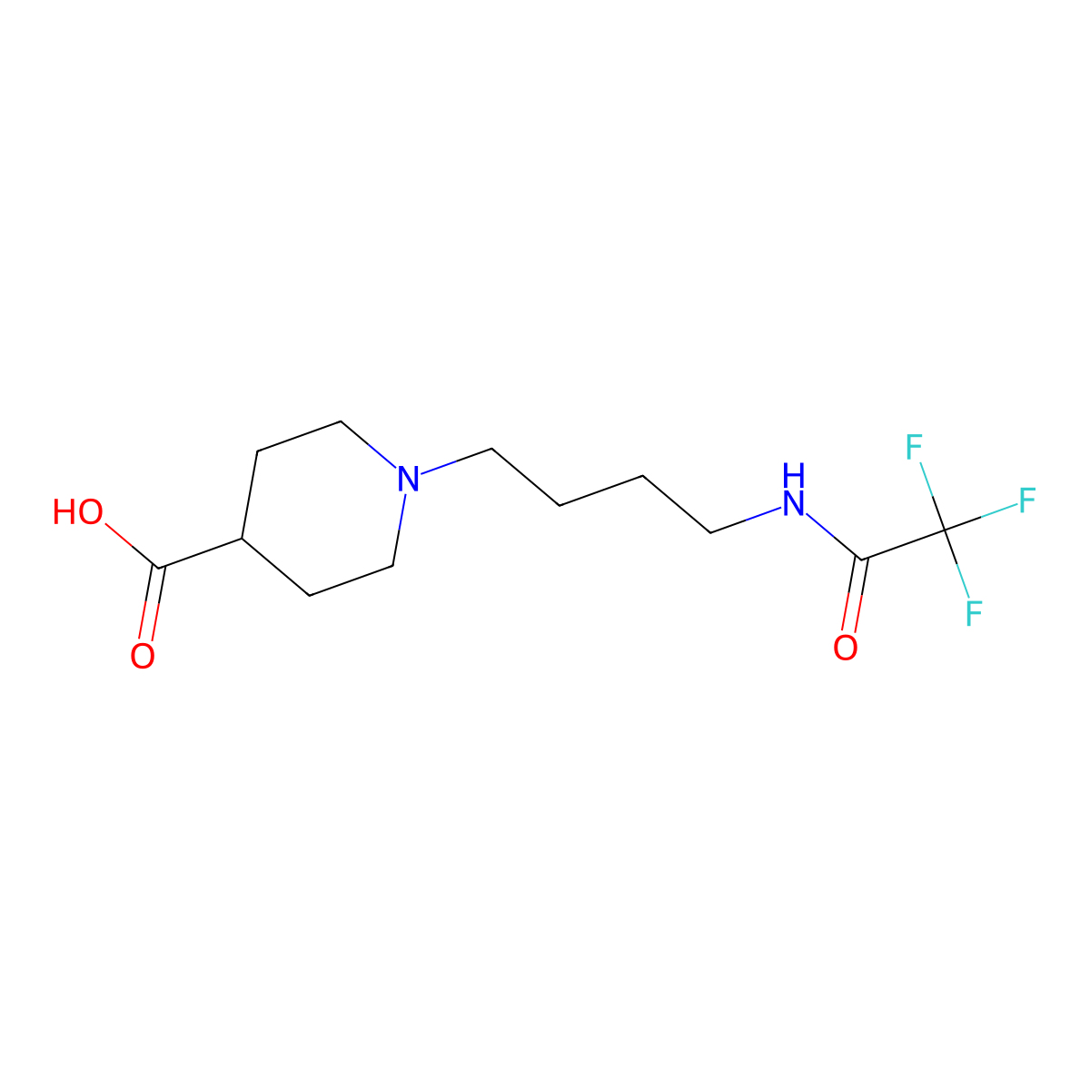1-[4-(2,2,2-Trifluoroacetamido)butyl]piperidine-4-carboxylic acid molecular structure, CAS 2680822-11-9