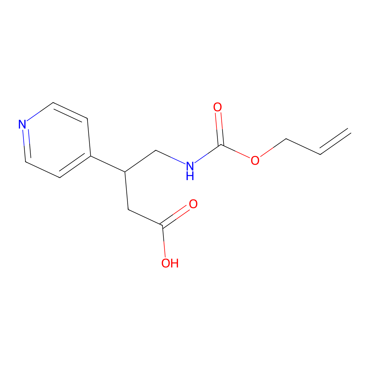 4-{[(Prop-2-en-1-yloxy)carbonyl]amino}-3-(pyridin-4-yl)butanoic acid molecular structure, CAS 2680822-38-0