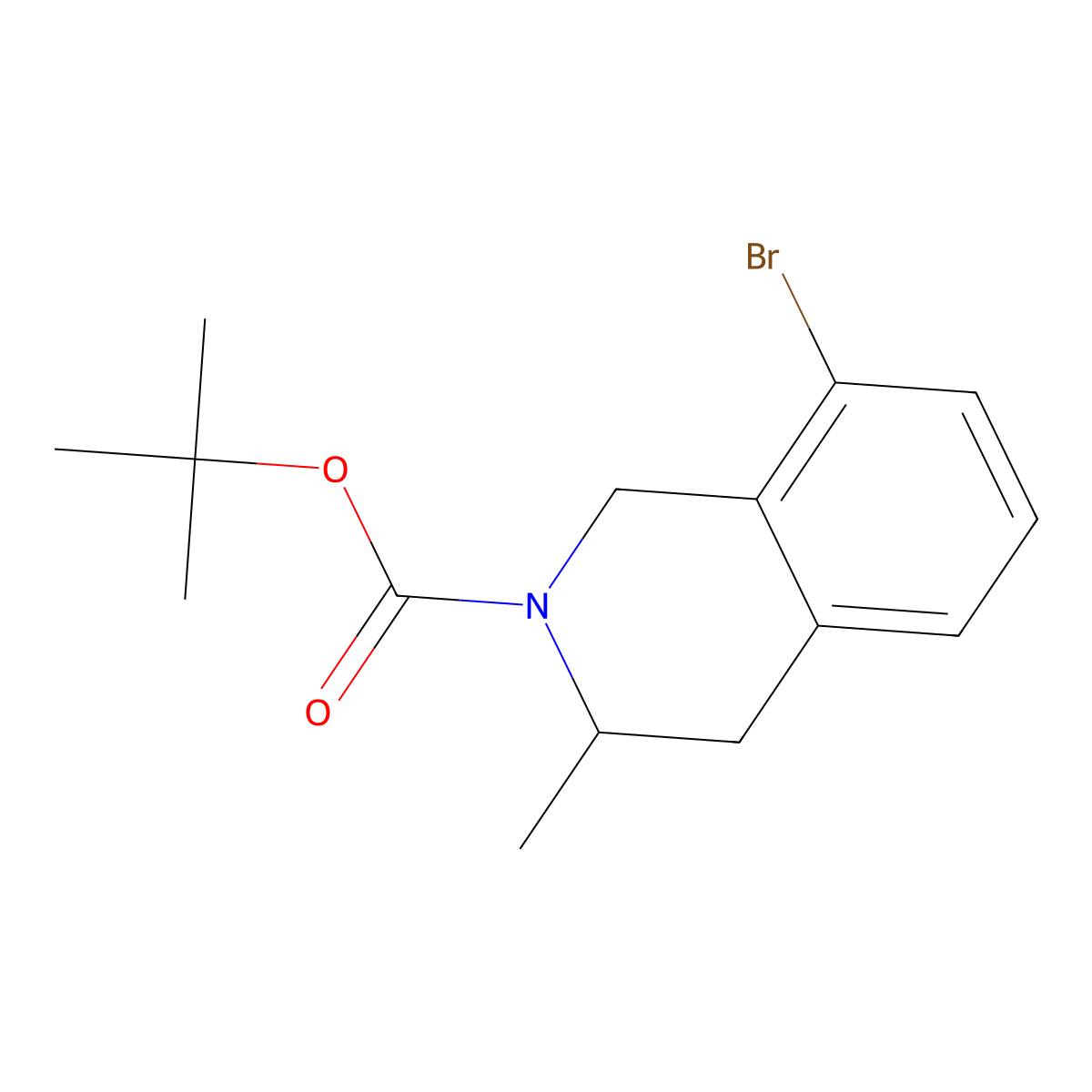 Tert-butyl 8-bromo-3-methyl-1,2,3,4-tetrahydroisoquinoline-2-carboxylate molecular structure, CAS 2680822-42-6