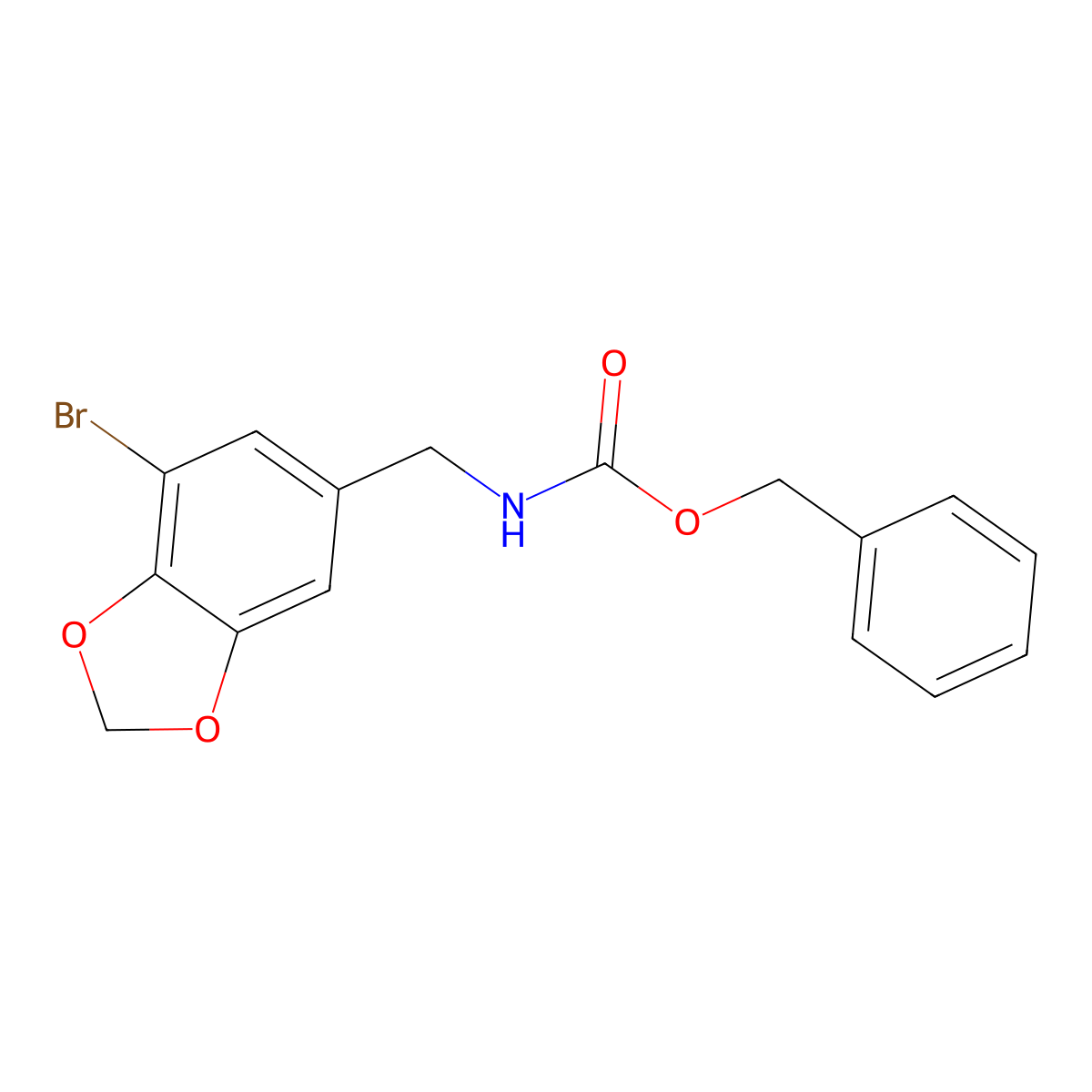 benzyl N-[(7-bromo-1,3-dioxaindan-5-yl)methyl]carbamate molecular structure, CAS 2680822-48-2