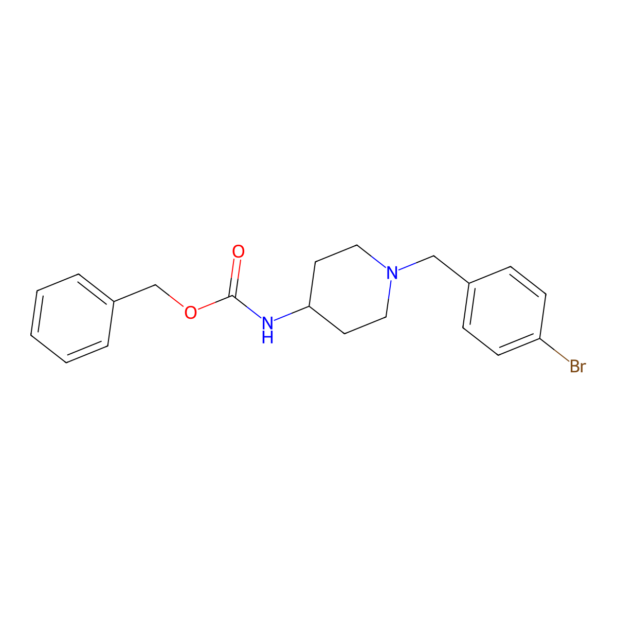 benzyl N-{1-[(4-bromophenyl)methyl]piperidin-4-yl}carbamate molecular structure, CAS 2680822-51-7