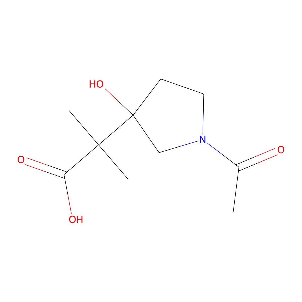 2-(1-Acetyl-3-hydroxypyrrolidin-3-yl)-2-methylpropanoic acid molecular structure, CAS 2680822-55-1