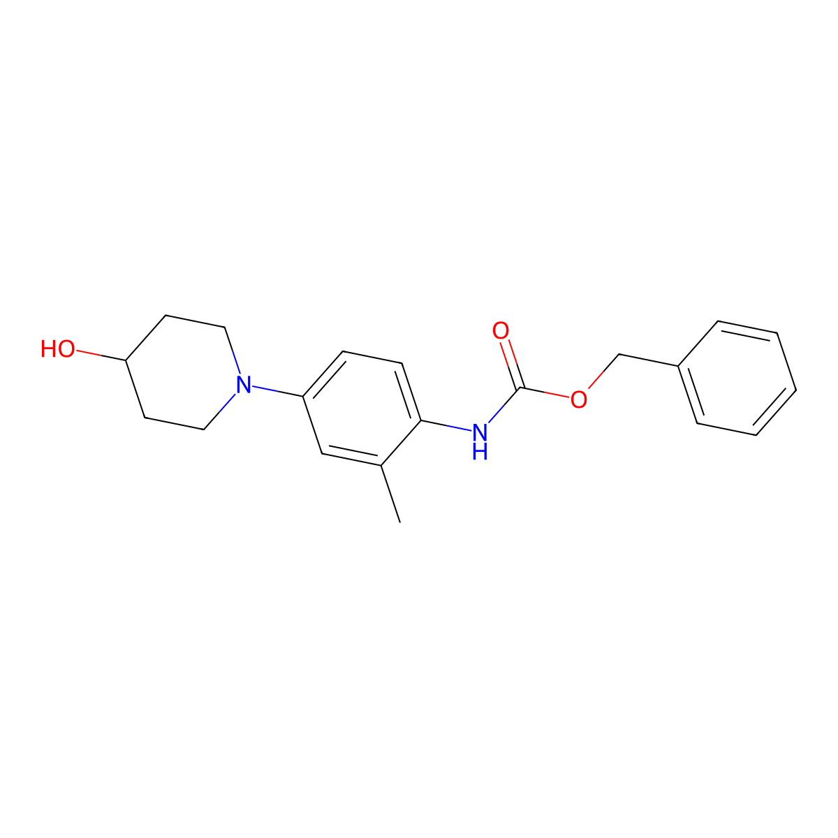 benzyl N-[4-(4-hydroxypiperidin-1-yl)-2-methylphenyl]carbamate molecular structure, CAS 2680822-56-2