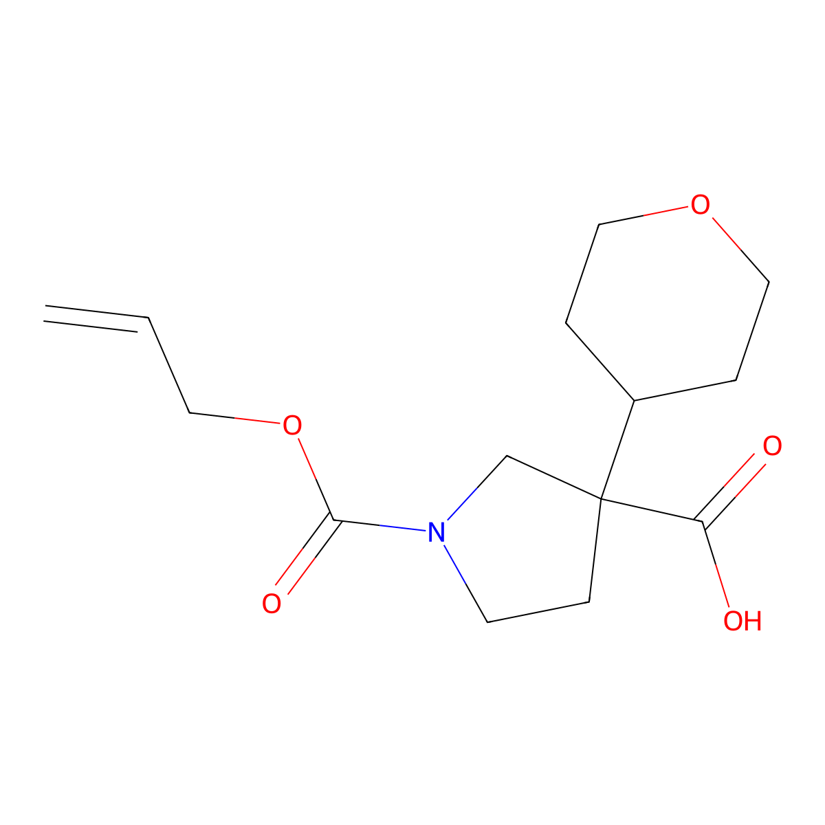 3-(Oxan-4-yl)-1-[(prop-2-en-1-yloxy)carbonyl]pyrrolidine-3-carboxylic acid molecular structure, CAS 2680822-58-4