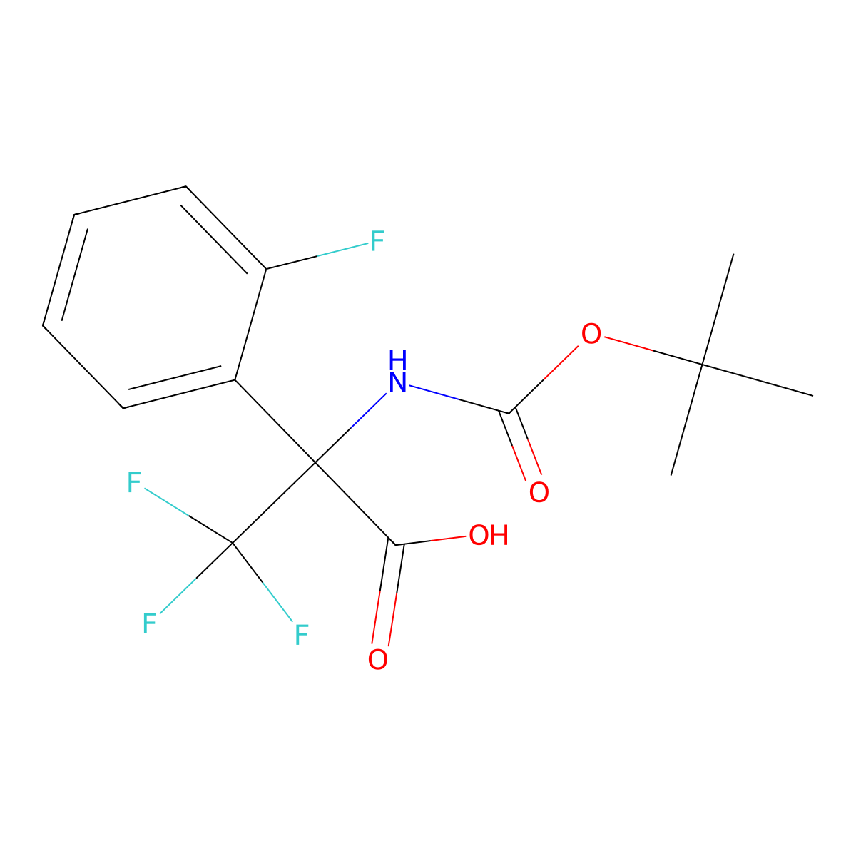 2-{[(Tert-butoxy)carbonyl]amino}-3,3,3-trifluoro-2-(2-fluorophenyl)propanoic acid molecular structure, CAS 2680822-63-1