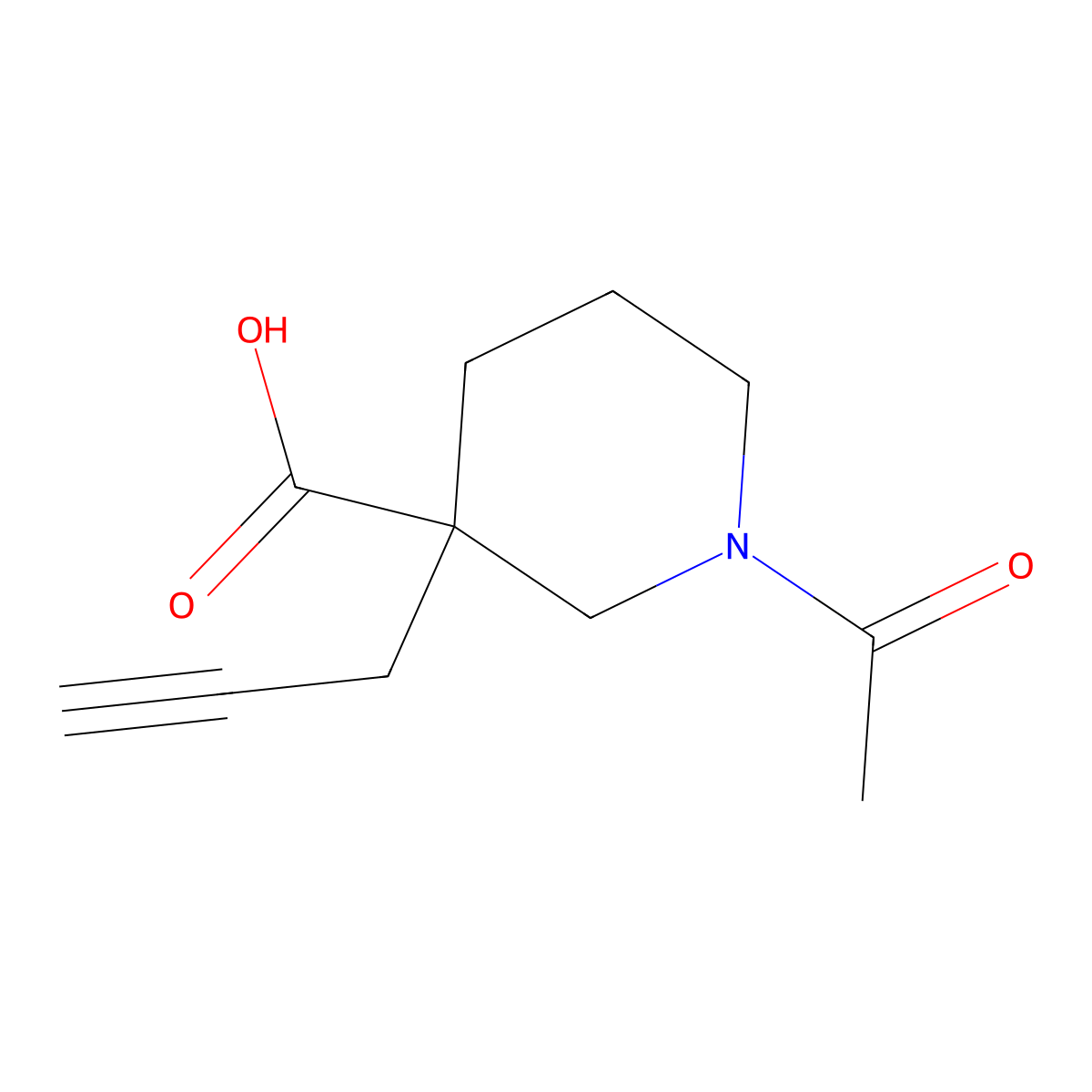 1-Acetyl-3-(prop-2-yn-1-yl)piperidine-3-carboxylic acid molecular structure, CAS 2680822-66-4