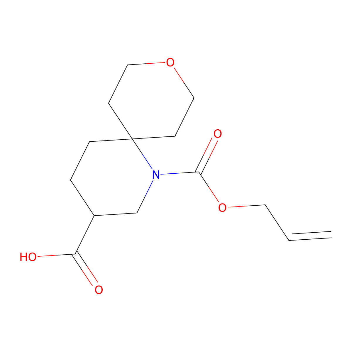 1-[(Prop-2-en-1-yloxy)carbonyl]-9-oxa-1-azaspiro[5.5]undecane-3-carboxylic acid molecular structure, CAS 2680822-73-3