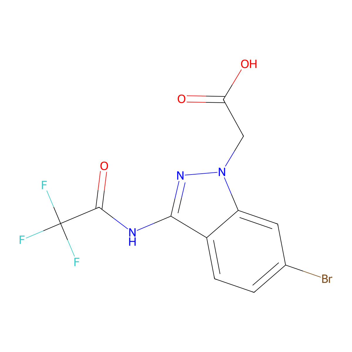 2-[6-bromo-3-(2,2,2-trifluoroacetamido)-1H-indazol-1-yl]acetic acid molecular structure, CAS 2680822-80-2