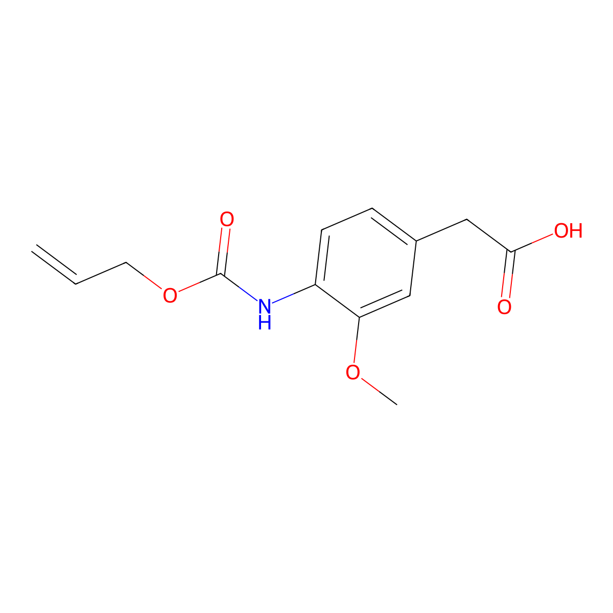 2-(3-Methoxy-4-{[(prop-2-en-1-yloxy)carbonyl]amino}phenyl)acetic acid molecular structure, CAS 2680822-85-7