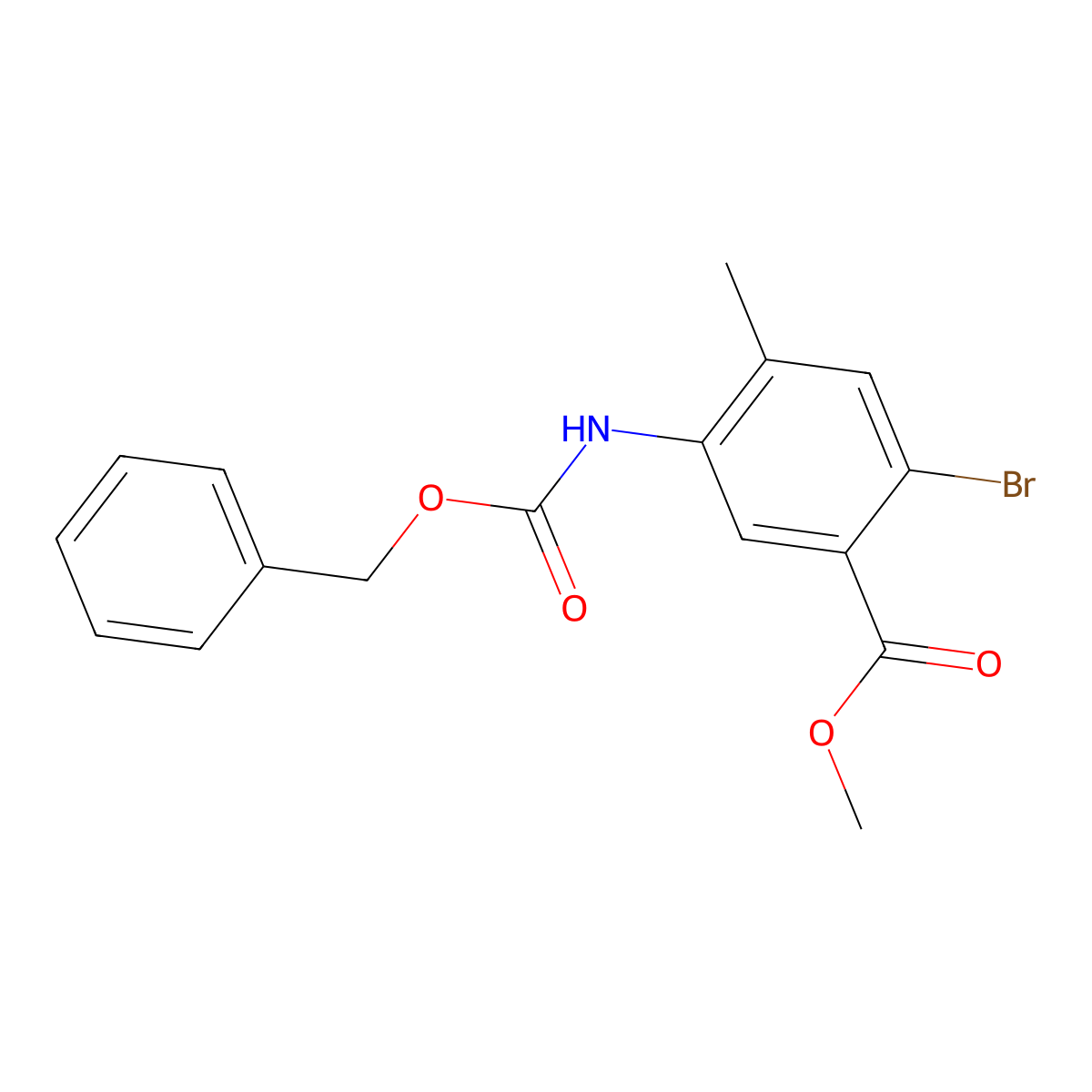 Methyl 5-{[(benzyloxy)carbonyl]amino}-2-bromo-4-methylbenzoate molecular structure, CAS 2680822-89-1