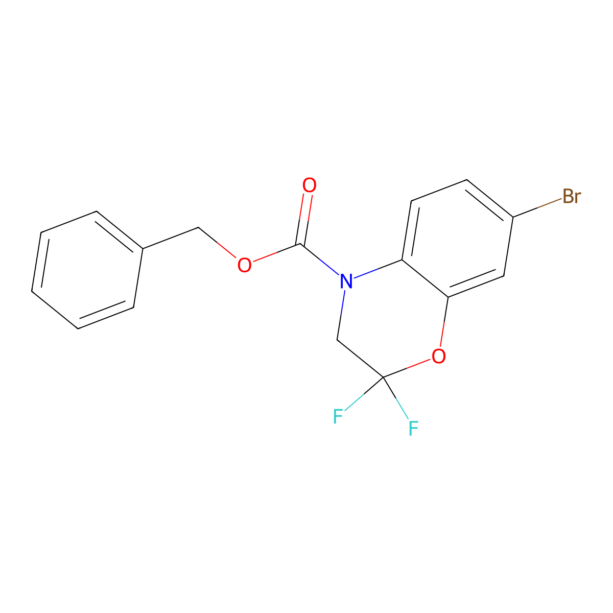 benzyl 7-bromo-2,2-difluoro-3,4-dihydro-2H-1,4-benzoxazine-4-carboxylate molecular structure, CAS 2680822-90-4
