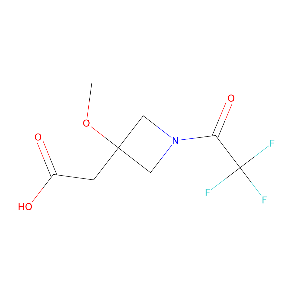 2-[3-Methoxy-1-(2,2,2-trifluoroacetyl)azetidin-3-yl]acetic acid molecular structure, CAS 2680822-92-6