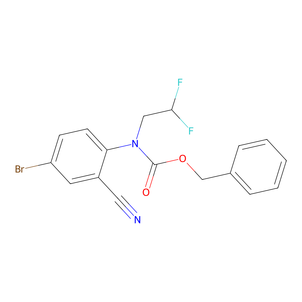 benzyl N-(4-bromo-2-cyanophenyl)-N-(2,2-difluoroethyl)carbamate molecular structure, CAS 2680822-95-9