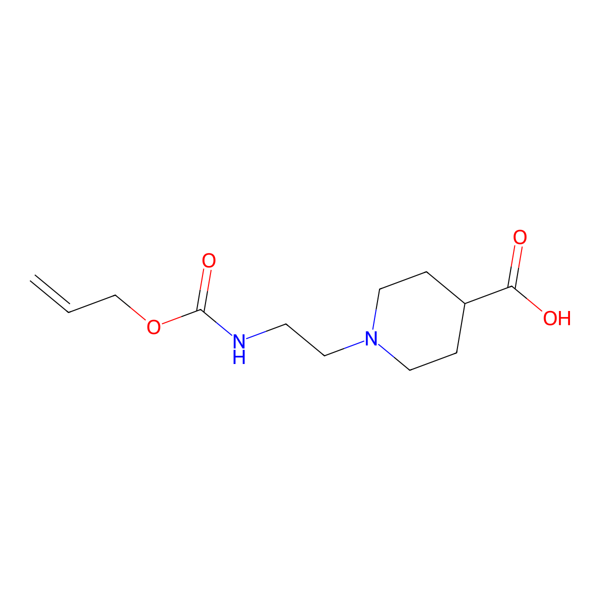 1-(2-{[(Prop-2-en-1-yloxy)carbonyl]amino}ethyl)piperidine-4-carboxylic acid molecular structure, CAS 2680822-96-0