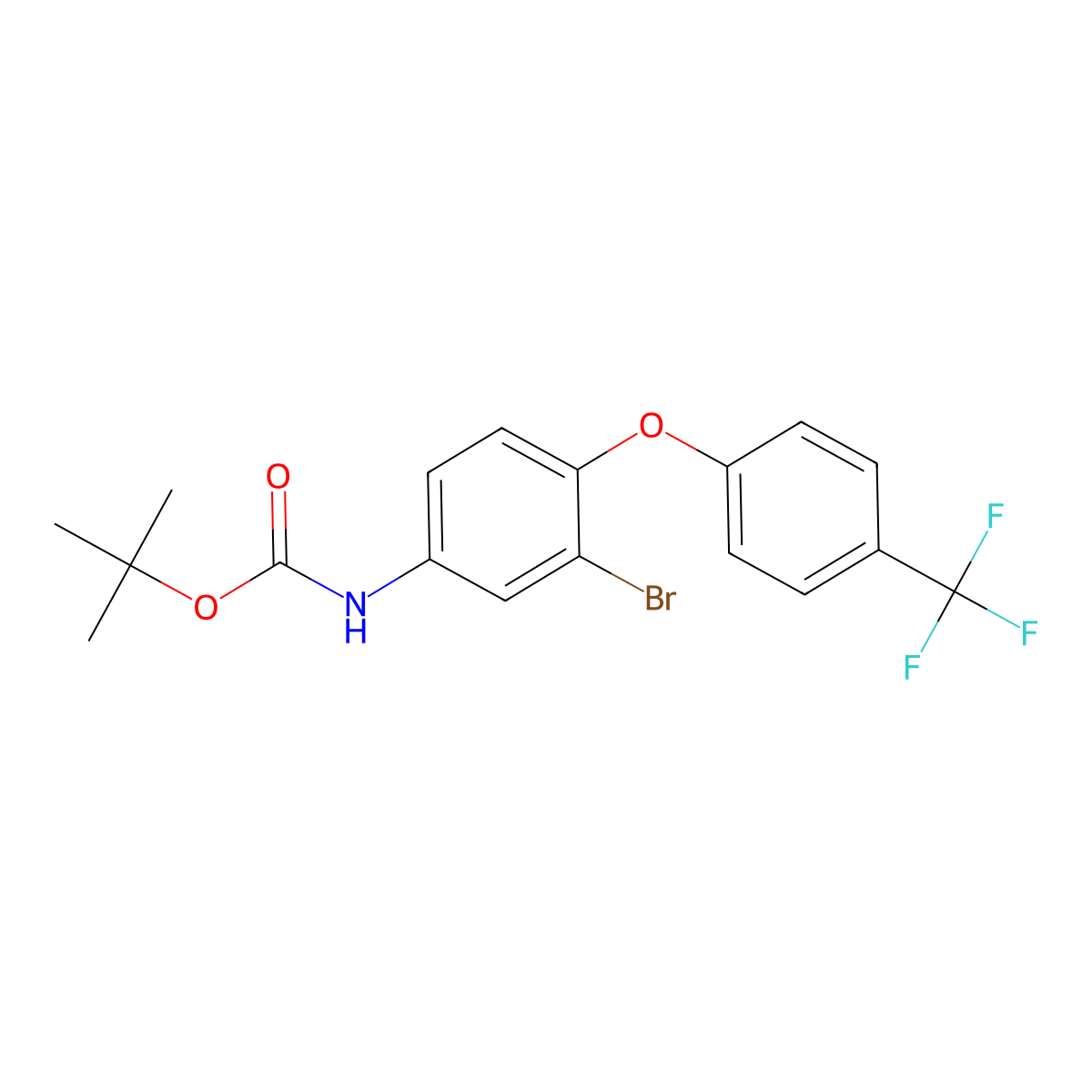 tert-butyl N-{3-bromo-4-[4-(trifluoromethyl)phenoxy]phenyl}carbamate molecular structure, CAS 2680823-02-1
