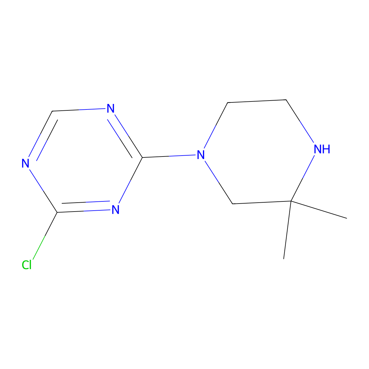 2-Chloro-4-(3,3-dimethylpiperazin-1-yl)-1,3,5-triazine molecular structure, CAS 2680823-04-3
