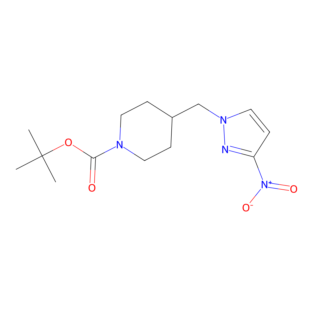 tert-butyl 4-[(3-nitro-1H-pyrazol-1-yl)methyl]piperidine-1-carboxylate molecular structure, CAS 2680823-05-4