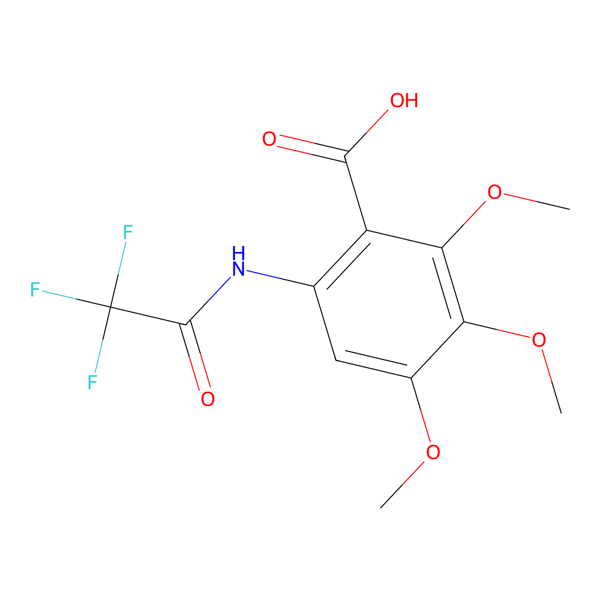 2,3,4-Trimethoxy-6-(2,2,2-trifluoroacetamido)benzoic acid molecular structure, CAS 2680823-09-8