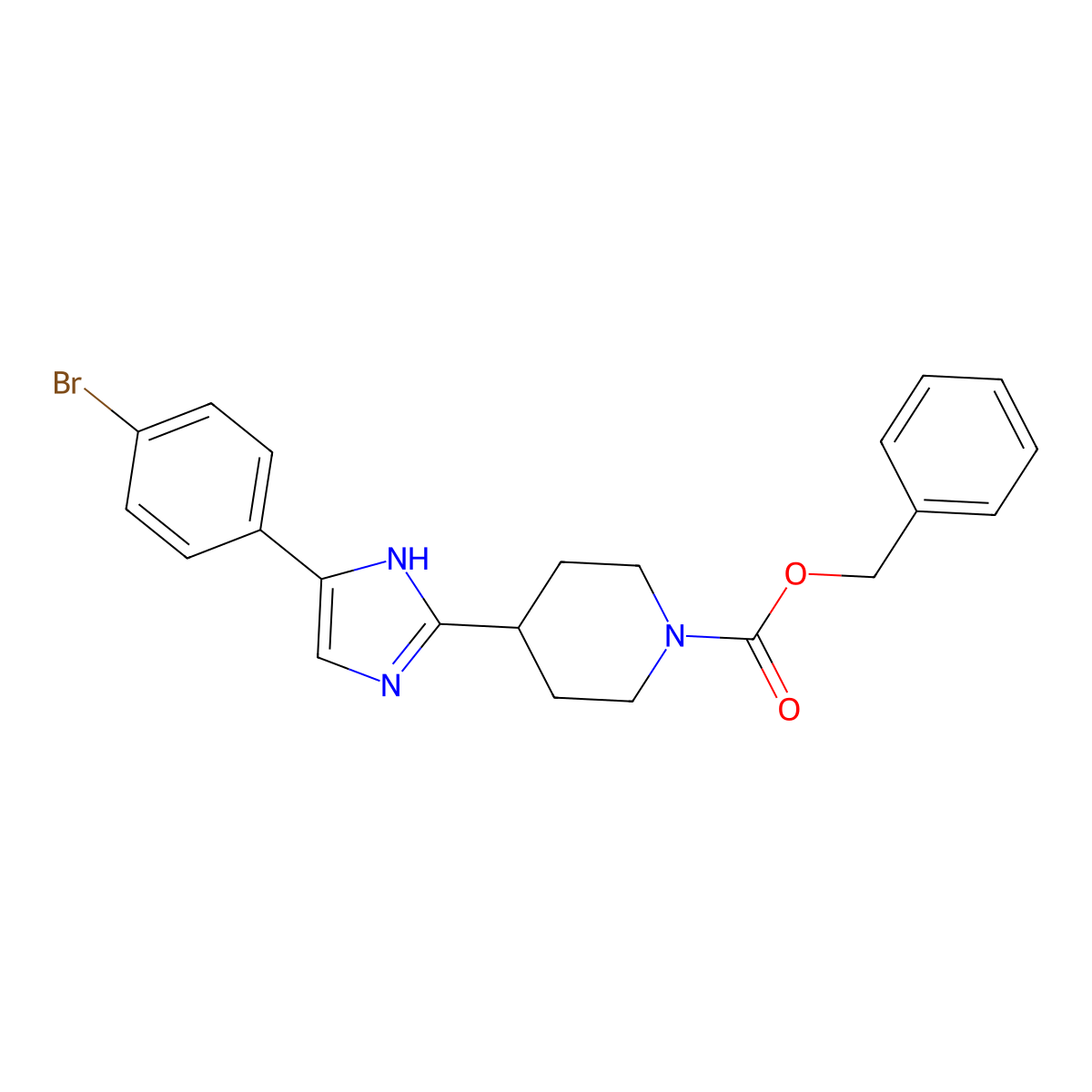 benzyl 4-[5-(4-bromophenyl)-1H-imidazol-2-yl]piperidine-1-carboxylate molecular structure, CAS 2680823-10-1