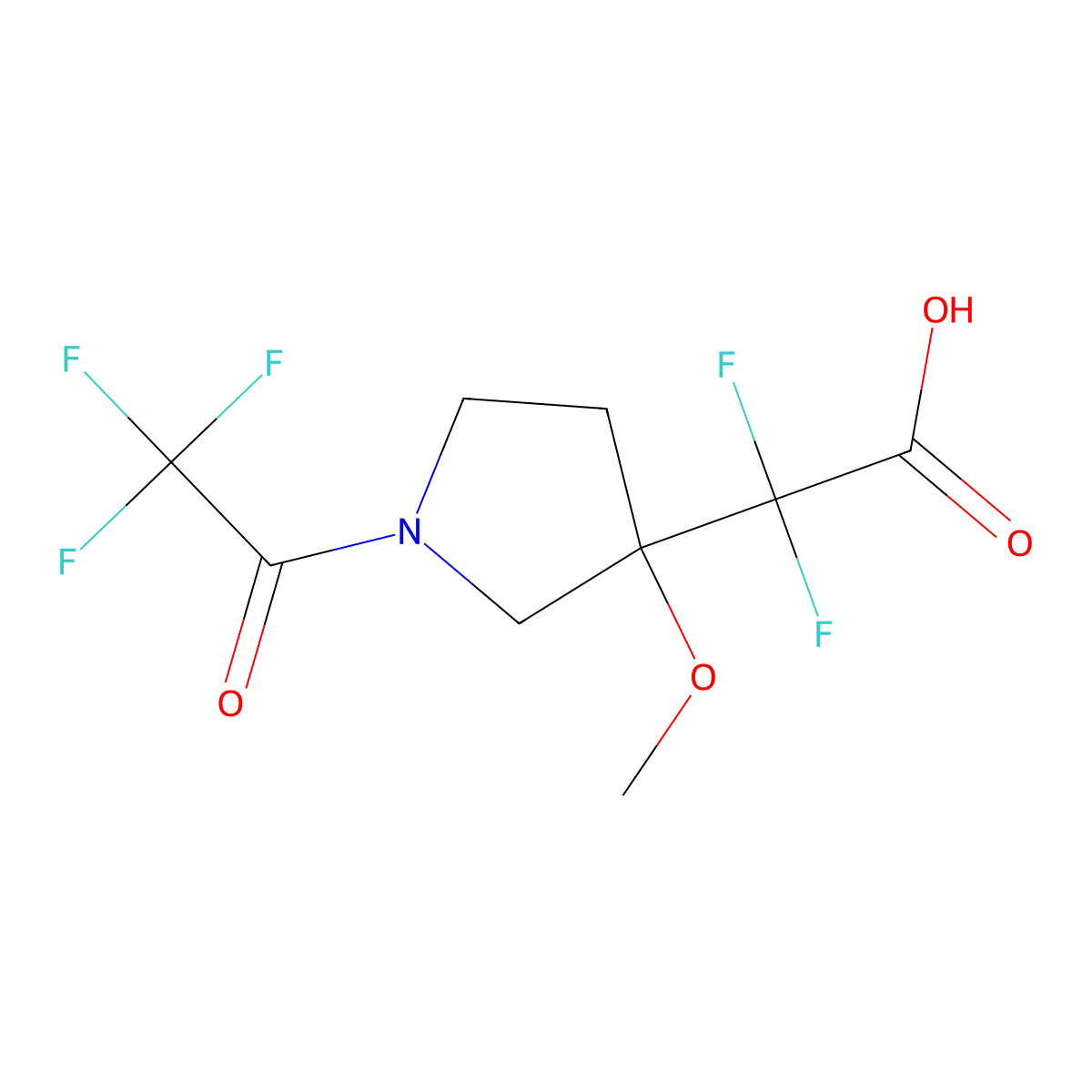 2,2-Difluoro-2-[3-methoxy-1-(2,2,2-trifluoroacetyl)pyrrolidin-3-yl]acetic acid molecular structure, CAS 2680823-16-7