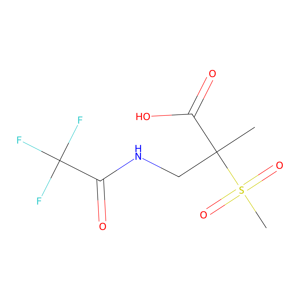 2-Methanesulfonyl-2-methyl-3-(2,2,2-trifluoroacetamido)propanoic acid molecular structure, CAS 2680823-19-0