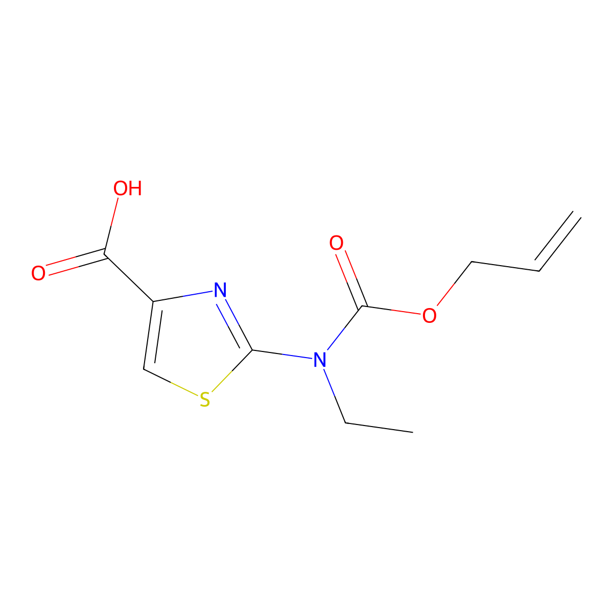 2-{Ethyl[(prop-2-en-1-yloxy)carbonyl]amino}-1,3-thiazole-4-carboxylic acid molecular structure, CAS 2680823-24-7