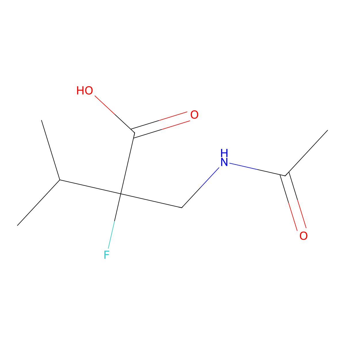 2-(Acetamidomethyl)-2-fluoro-3-methylbutanoic acid molecular structure, CAS 2680823-55-4