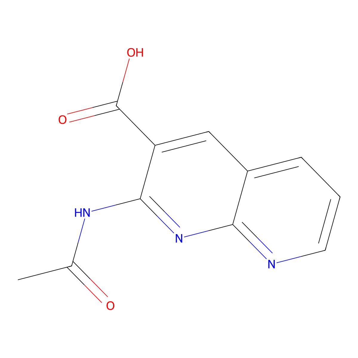 2-Acetamido-1,8-naphthyridine-3-carboxylic acid molecular structure, CAS 2680823-56-5