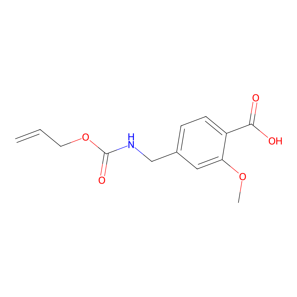 2-Methoxy-4-({[(prop-2-en-1-yloxy)carbonyl]amino}methyl)benzoic acid molecular structure, CAS 2680823-58-7