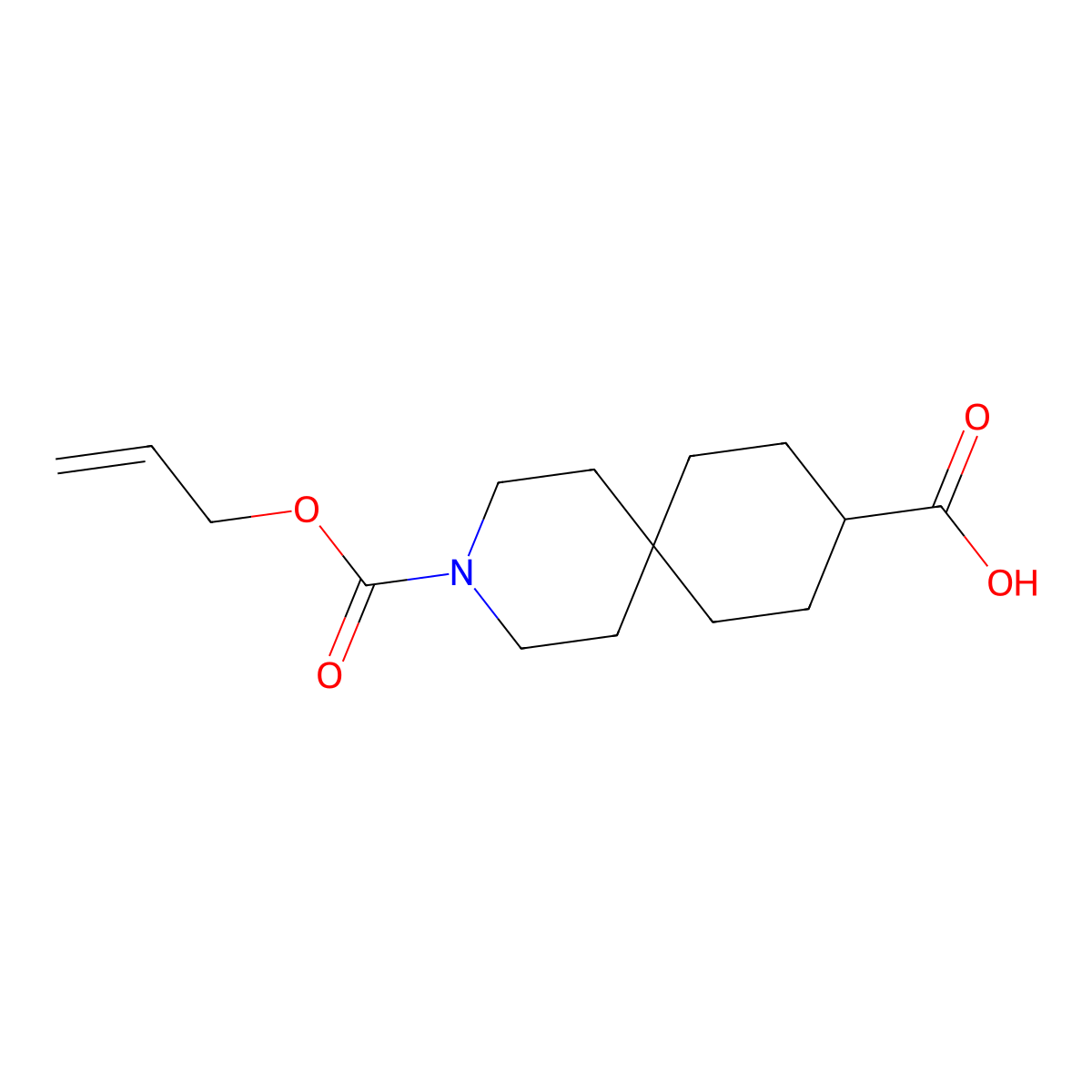 3-[(Prop-2-en-1-yloxy)carbonyl]-3-azaspiro[5.5]undecane-9-carboxylic acid molecular structure, CAS 2680823-59-8