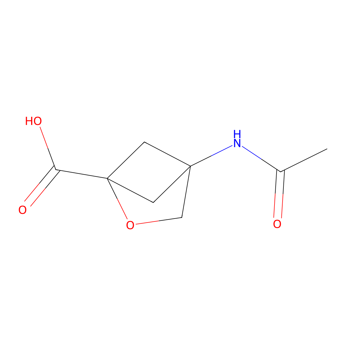 4-Acetamido-2-oxabicyclo[2.1.1]hexane-1-carboxylic acid molecular structure, CAS 2680823-63-4