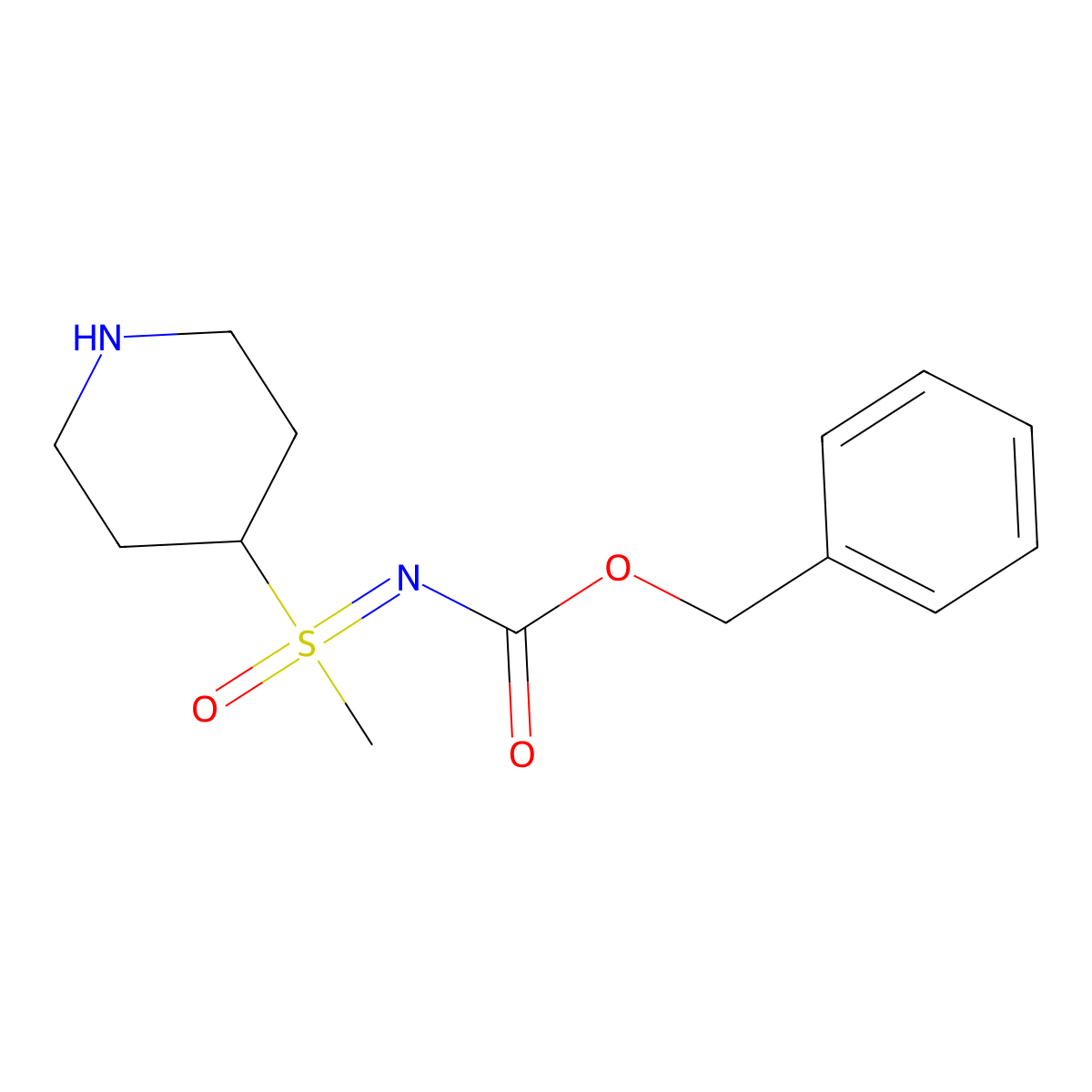 benzyl N-[methyl(oxo)(piperidin-4-yl)-lambda6-sulfanylidene]carbamate molecular structure, CAS 2680823-64-5