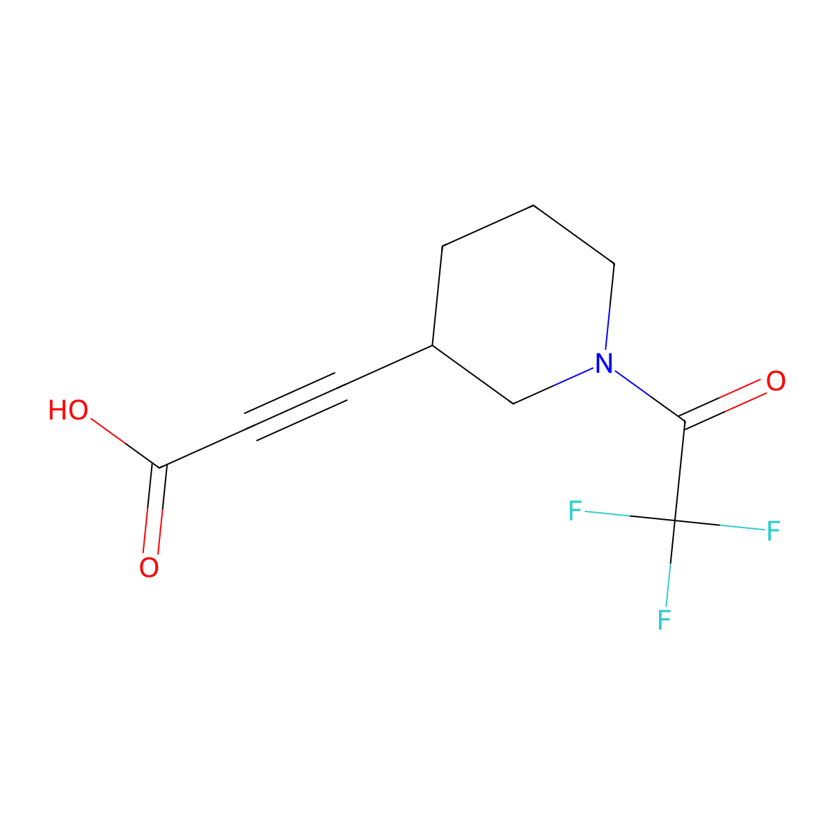 3-[1-(2,2,2-Trifluoroacetyl)piperidin-3-yl]prop-2-ynoic acid molecular structure, CAS 2680823-67-8