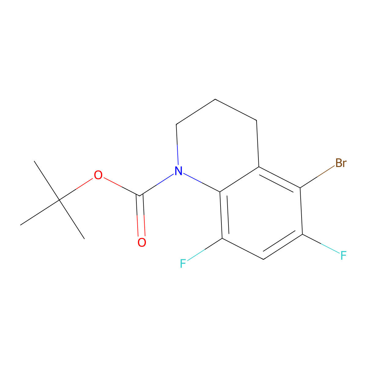 Tert-butyl 5-bromo-6,8-difluoro-1,2,3,4-tetrahydroquinoline-1-carboxylate molecular structure, CAS 2680823-68-9