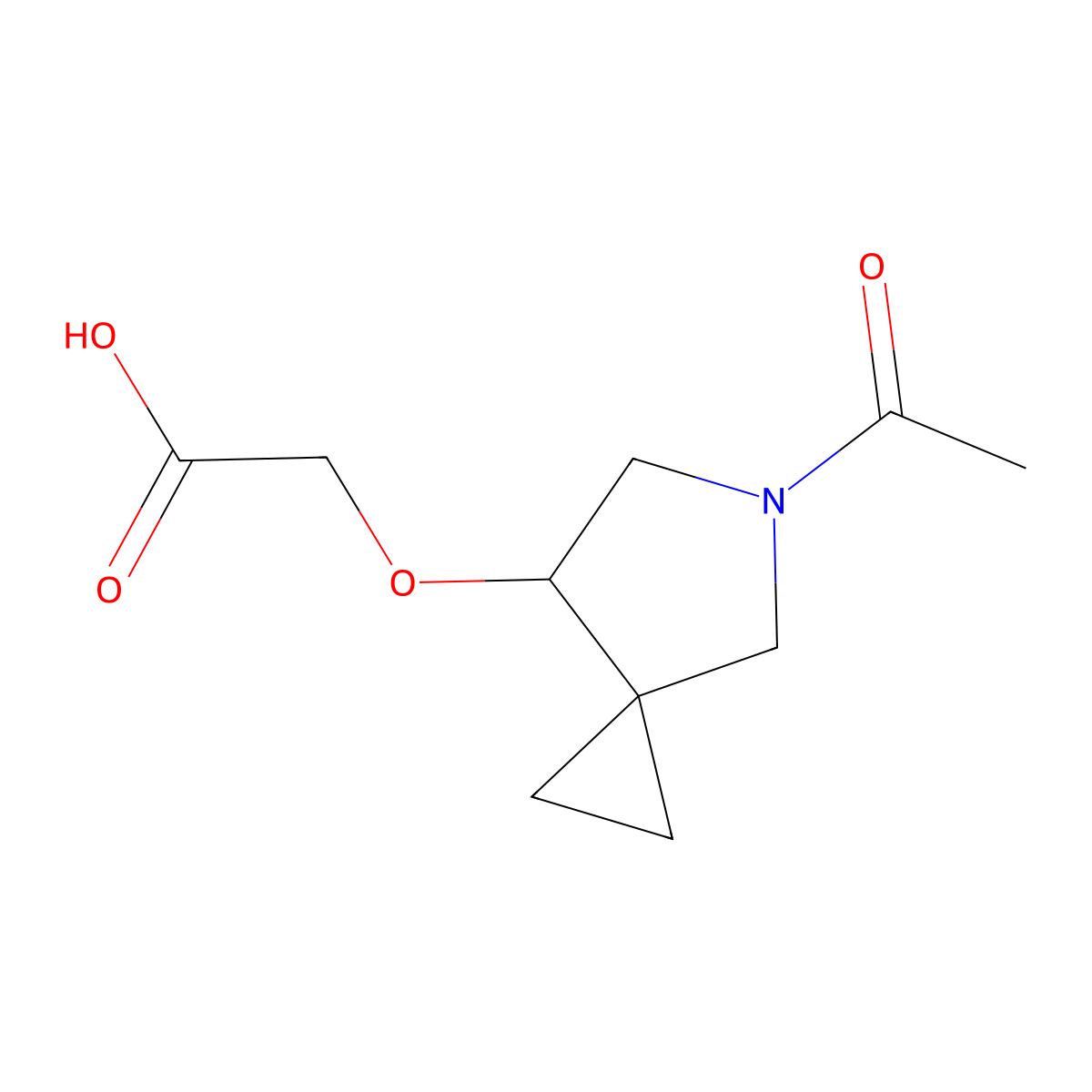 2-({5-Acetyl-5-azaspiro[2.4]heptan-7-yl}oxy)acetic acid molecular structure, CAS 2680823-74-7