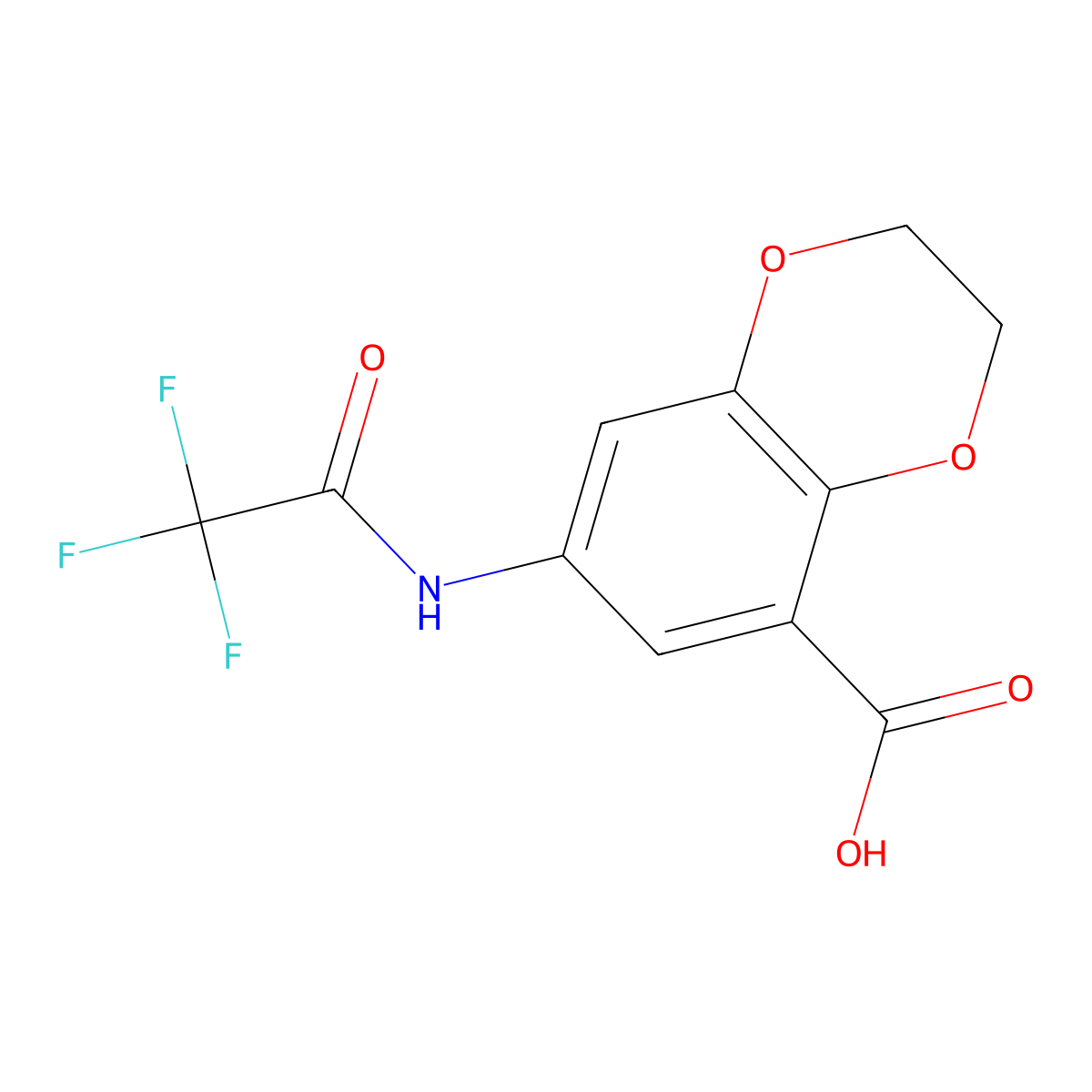 7-(2,2,2-Trifluoroacetamido)-2,3-dihydro-1,4-benzodioxine-5-carboxylic acid molecular structure, CAS 2680823-91-8