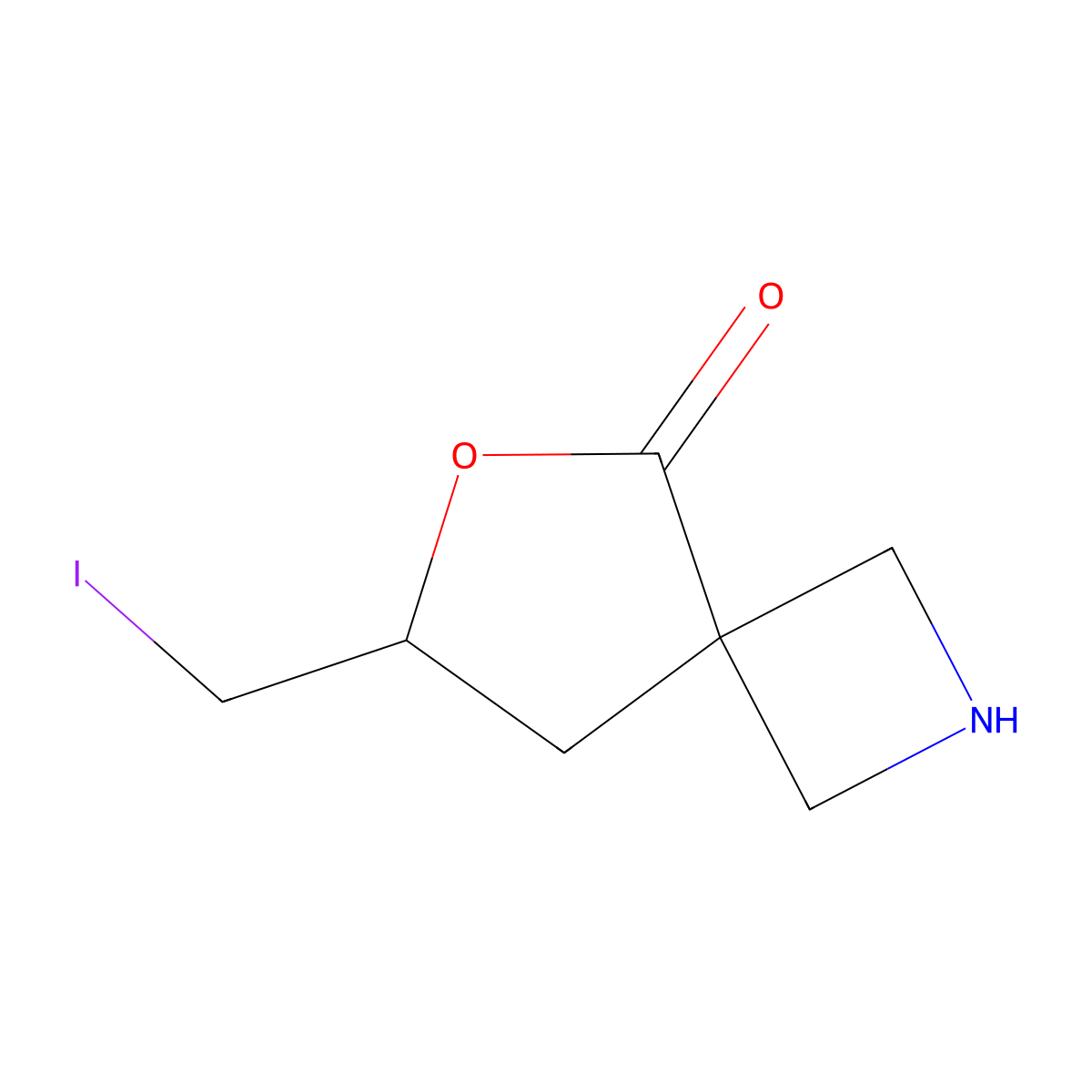 7-(Iodomethyl)-6-oxa-2-azaspiro[3.4]octan-5-one molecular structure, CAS 2680823-98-5