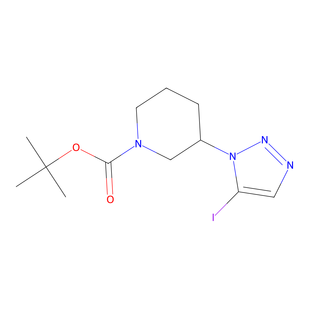 tert-butyl 3-(5-iodo-1H-1,2,3-triazol-1-yl)piperidine-1-carboxylate molecular structure, CAS 2680824-00-2