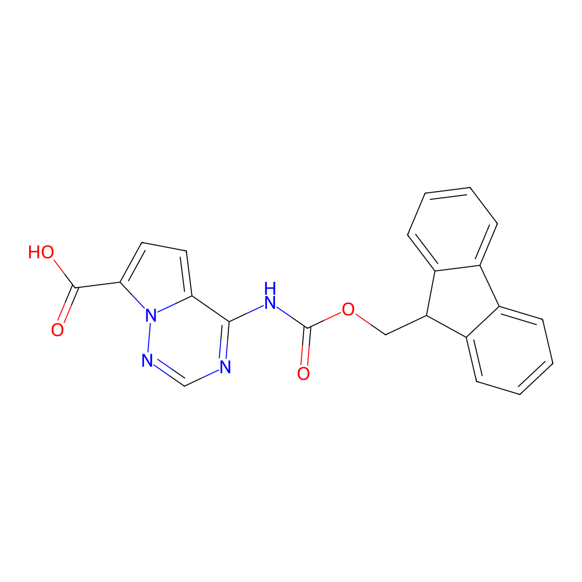 4-({[(9H-fluoren-9-yl)methoxy]carbonyl}amino)pyrrolo[2,1-f][1,2,4]triazine-7-carboxylic acid molecular structure, CAS 2680824-02-4