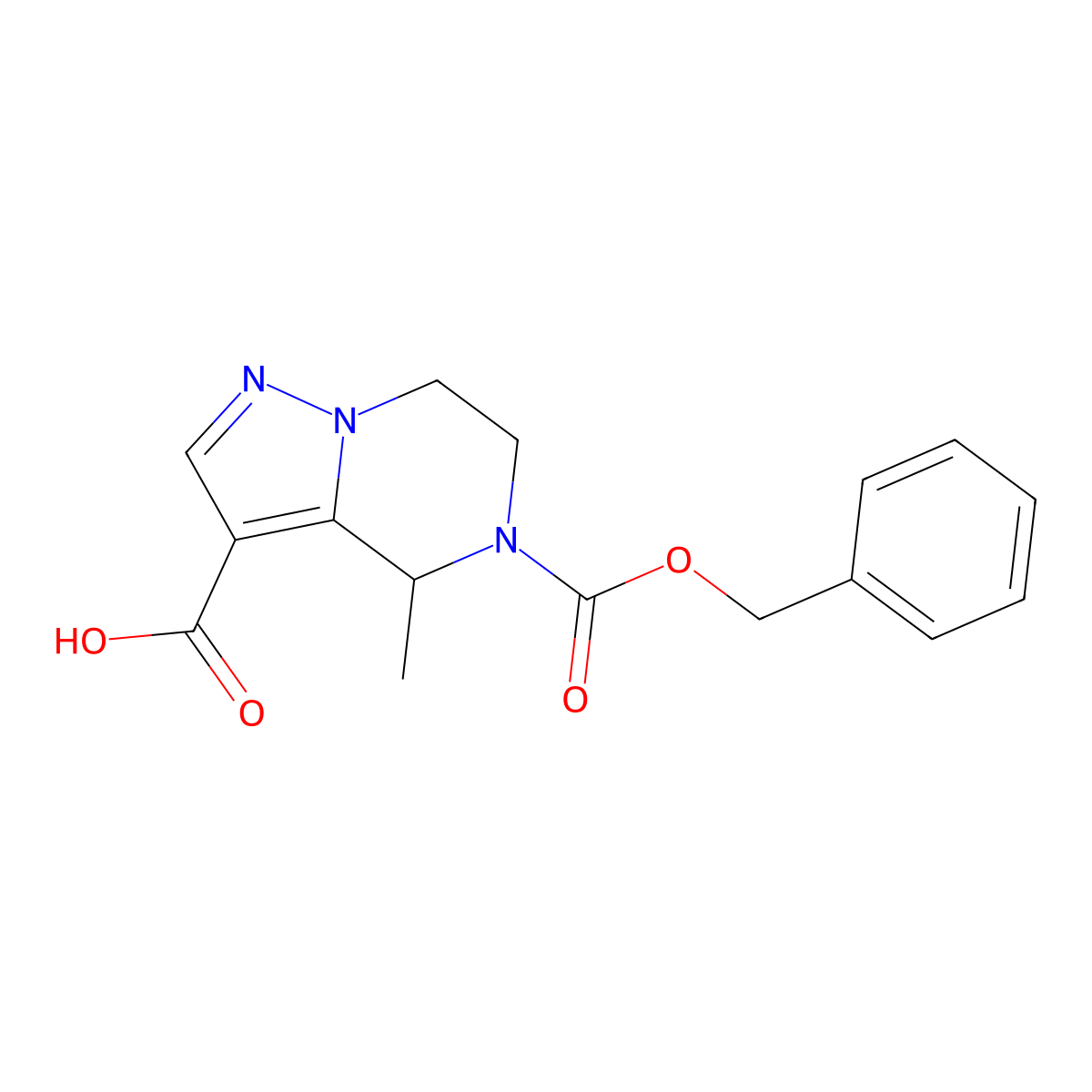 5-[(benzyloxy)carbonyl]-4-methyl-4H,5H,6H,7H-pyrazolo[1,5-a]pyrazine-3-carboxylic acid molecular structure, CAS 2680824-03-5