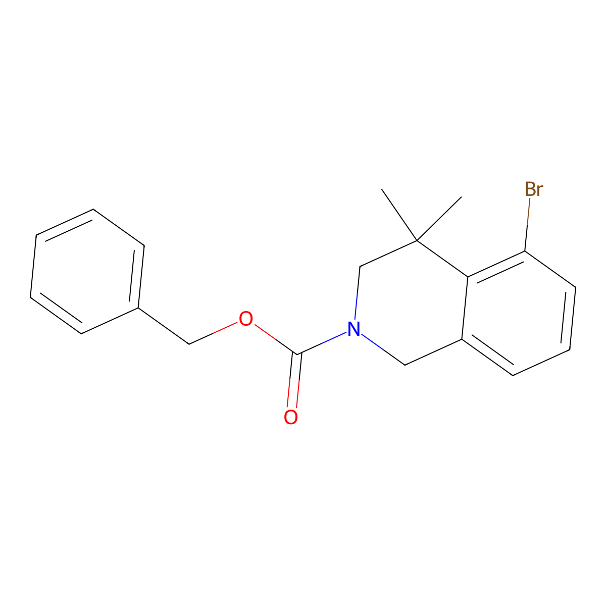 Benzyl 5-bromo-4,4-dimethyl-1,2,3,4-tetrahydroisoquinoline-2-carboxylate molecular structure, CAS 2680824-09-1