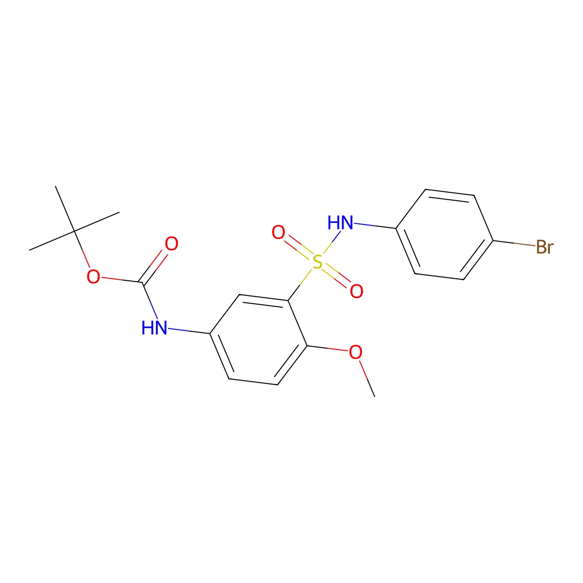 tert-butyl N-{3-[(4-bromophenyl)sulfamoyl]-4-methoxyphenyl}carbamate molecular structure, CAS 2680824-12-6