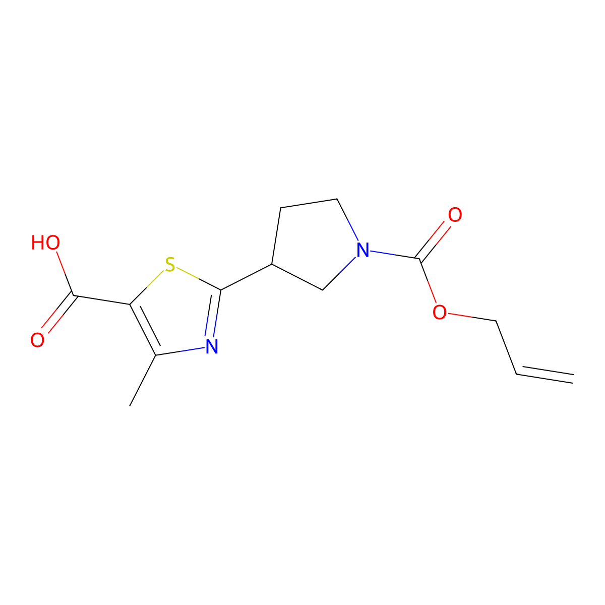 4-Methyl-2-{1-[(prop-2-en-1-yloxy)carbonyl]pyrrolidin-3-yl}-1,3-thiazole-5-carboxylic acid molecular structure, CAS 2680824-32-0