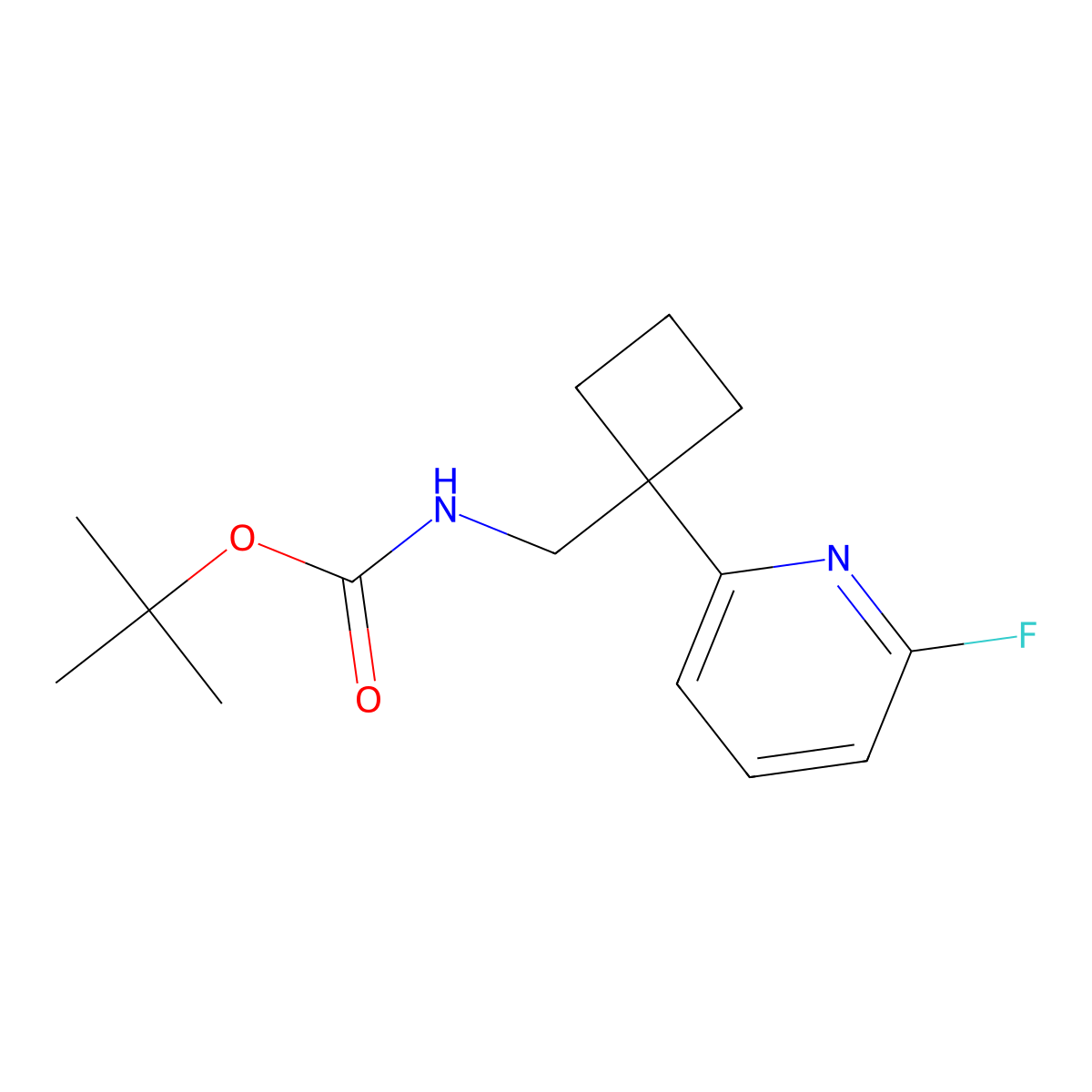 tert-butyl N-{[1-(6-fluoropyridin-2-yl)cyclobutyl]methyl}carbamate molecular structure, CAS 2680824-35-3