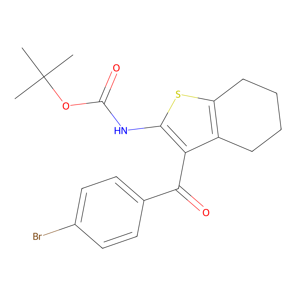 tert-butyl N-[3-(4-bromobenzoyl)-4,5,6,7-tetrahydro-1-benzothiophen-2-yl]carbamate molecular structure, CAS 2680824-43-3