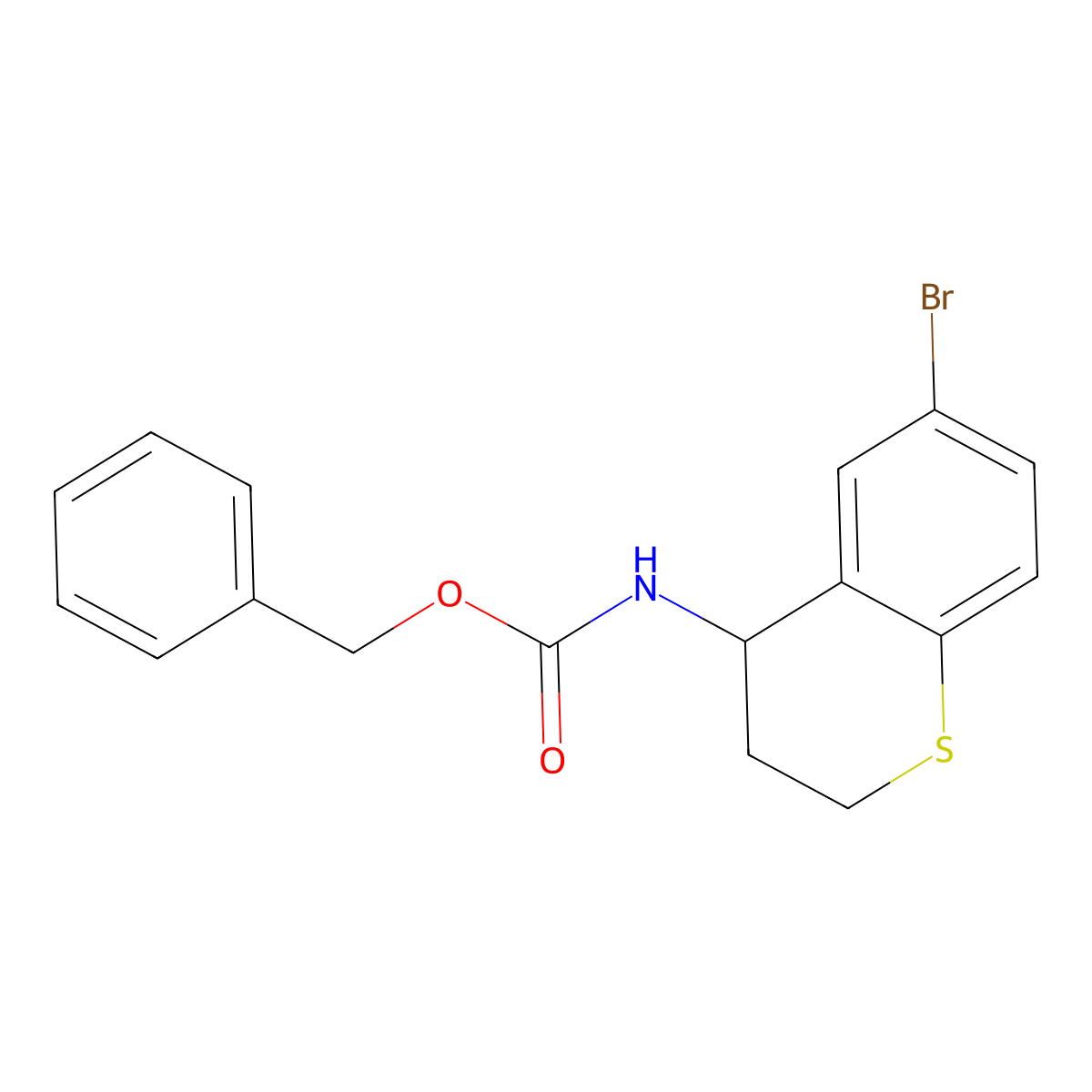 benzyl N-(6-bromo-3,4-dihydro-2H-1-benzothiopyran-4-yl)carbamate molecular structure, CAS 2680824-46-6
